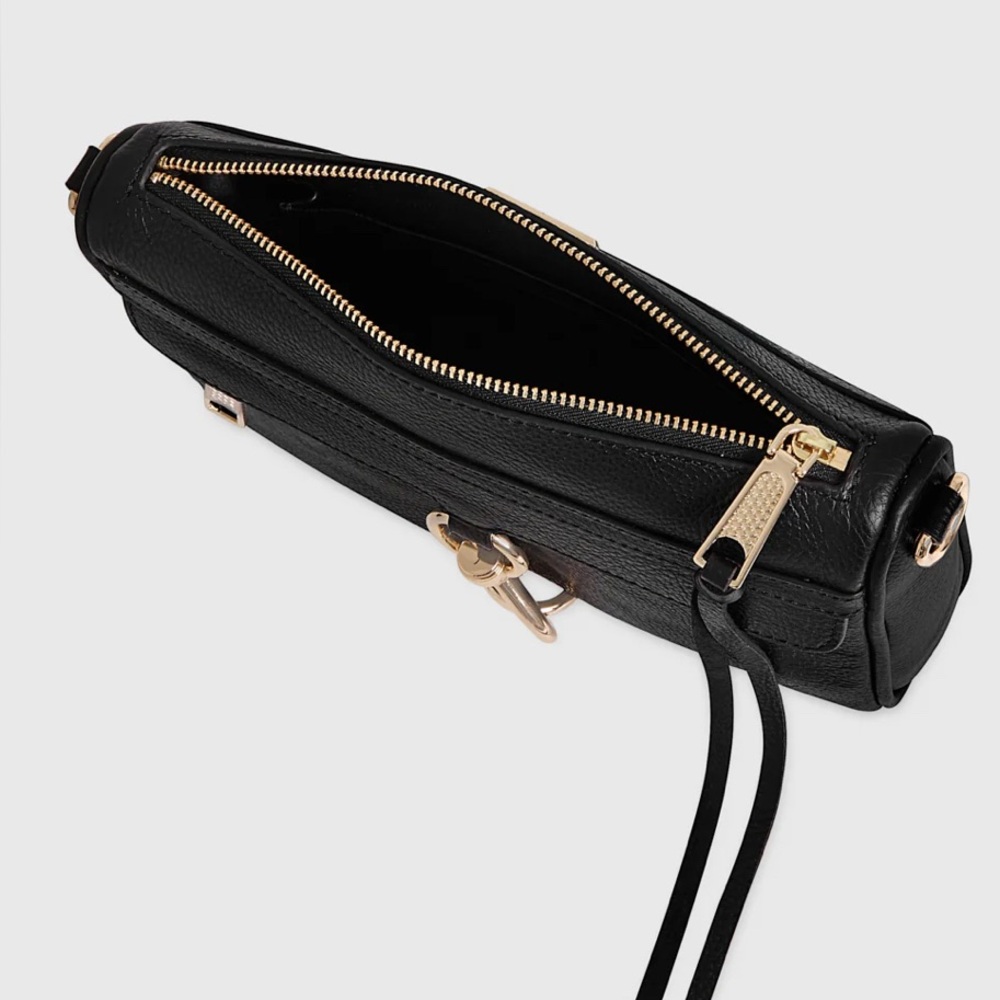 Rebecca Minkoff Mini M.A.C. Black Leather Crossbody with Gold Chain - Picture 6 of 6
